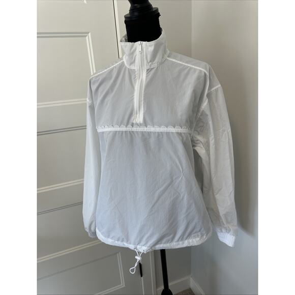 IVL COLLECTIVE Scallop Edge Anorak Brilliant White Windbreaker Jacket Spring S - Picture 3 of 8